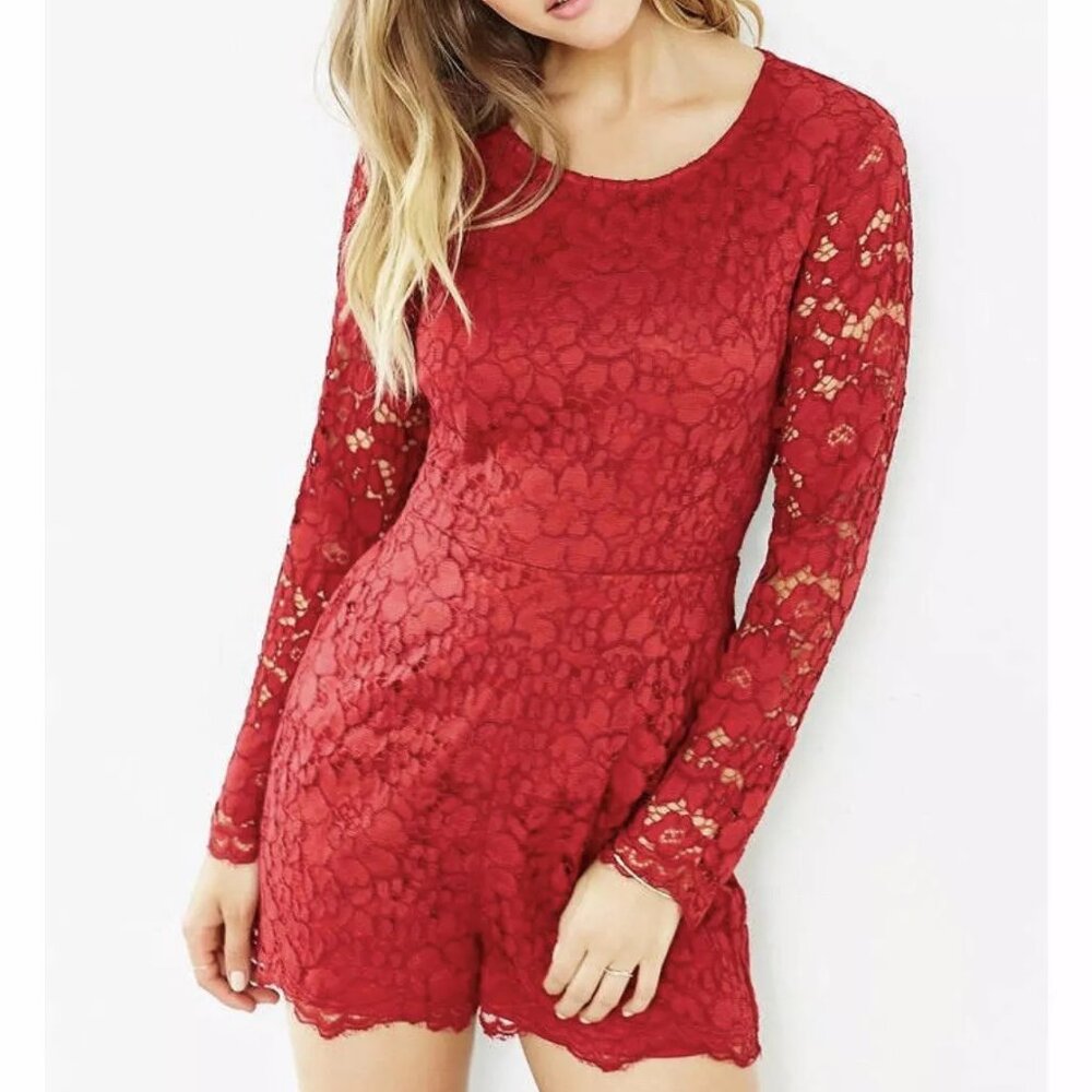 Kimchi Blue Long Sleeve Lace Romper